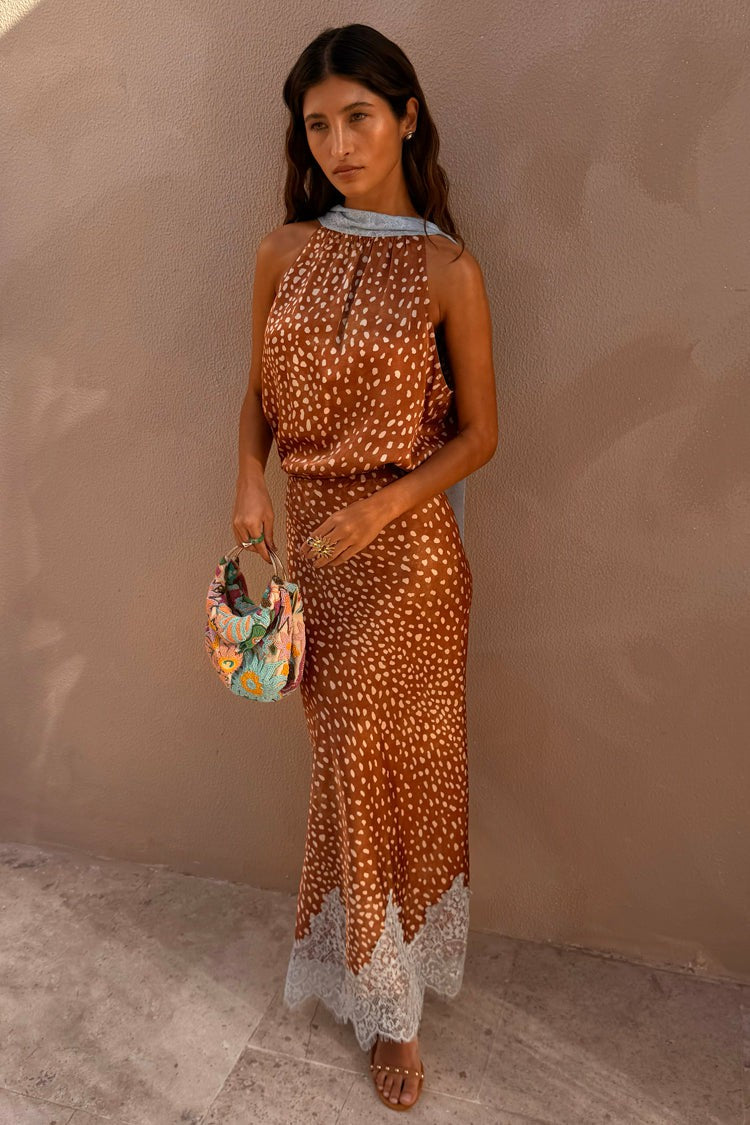 Never Fully Dressed Latest - Deer Print Midi Maeva Skirt with Lace Trim - Never Fully Dressed