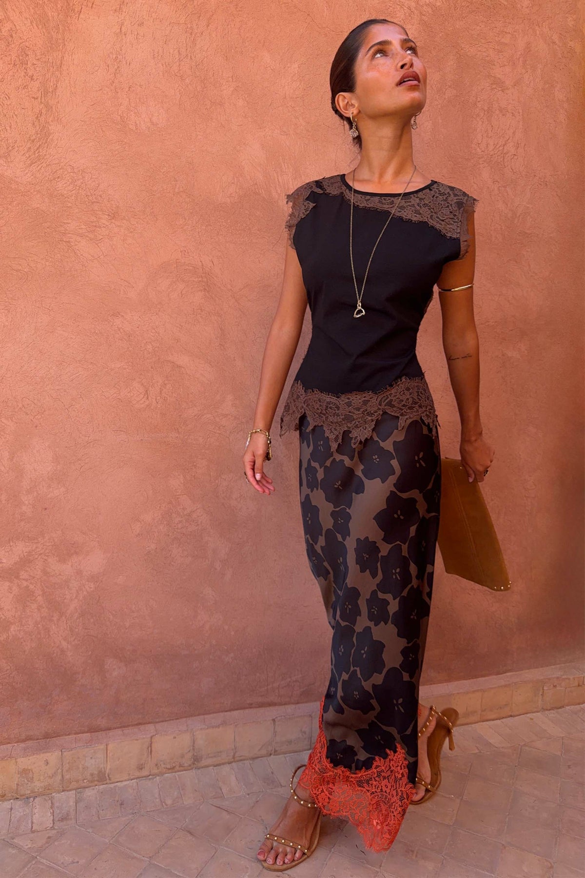 Never Fully Dressed Exclusive - Tan Jaden Floral Maeva Midi Skirt