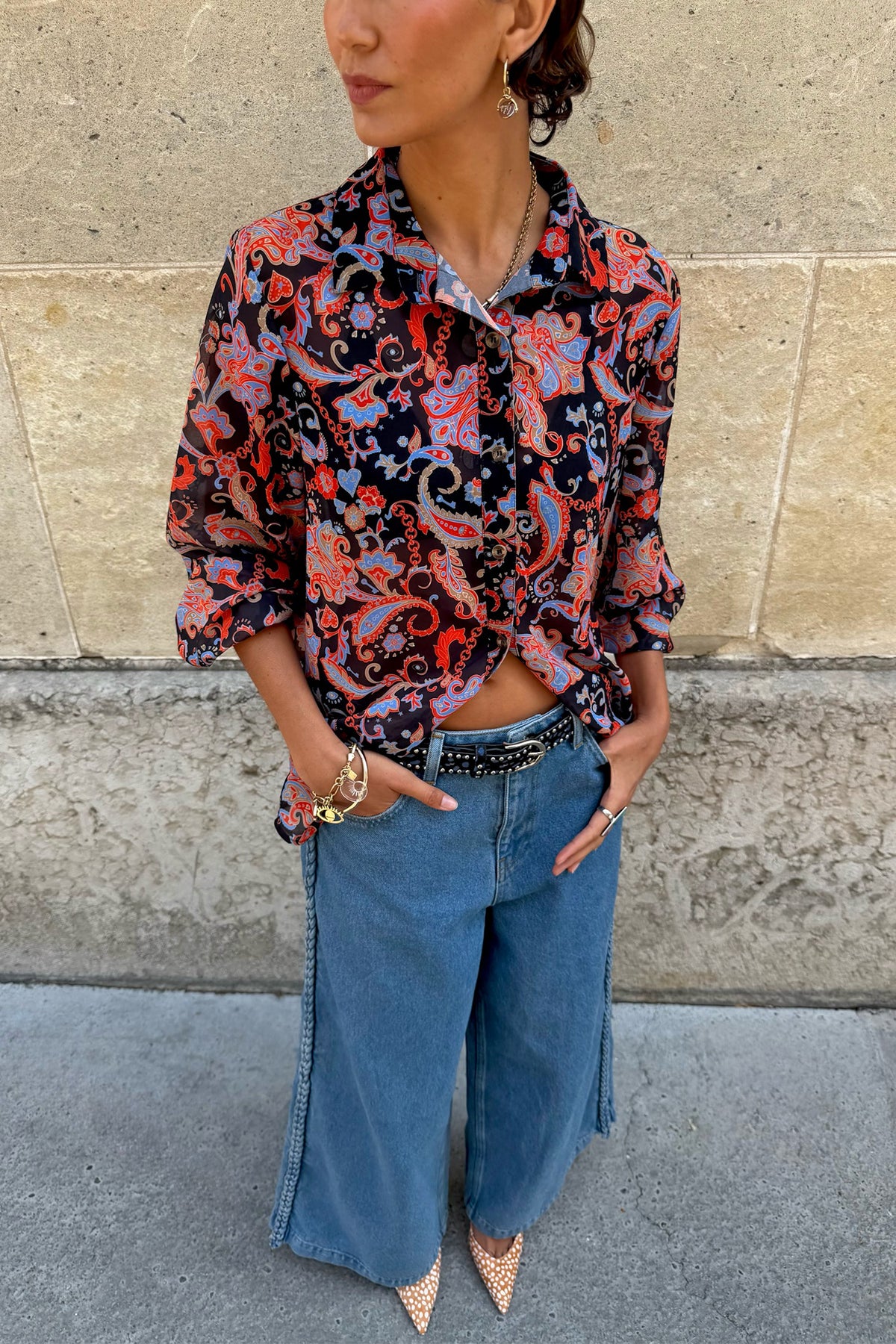 Never Fully Dressed Discount - Black Paisley Pussy Bow Shirt