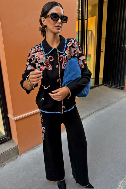 Never Fully Dressed Special Offer - Black Paisley Embroidered Cardigan