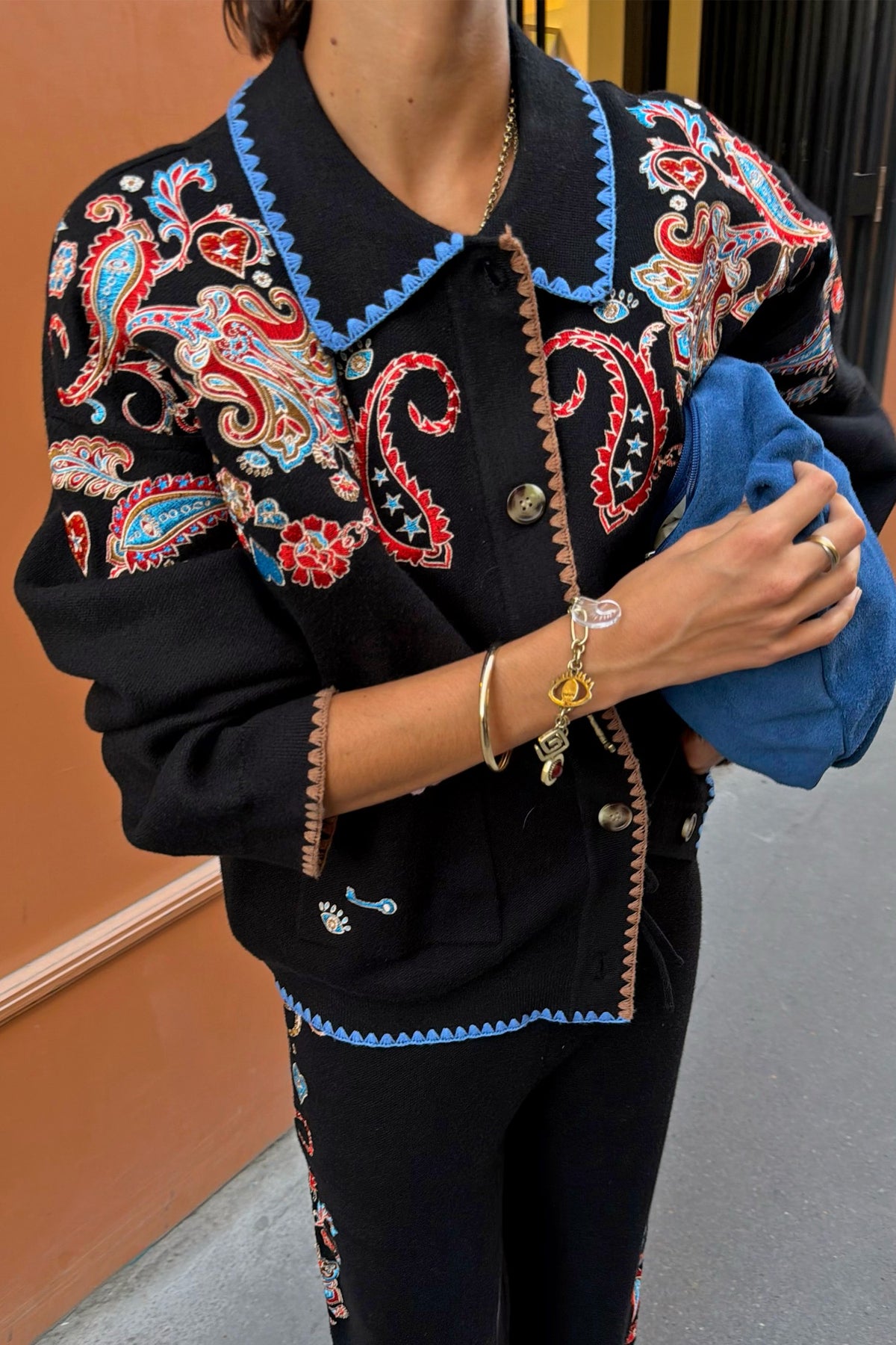 Never Fully Dressed Special Offer - Black Paisley Embroidered Cardigan