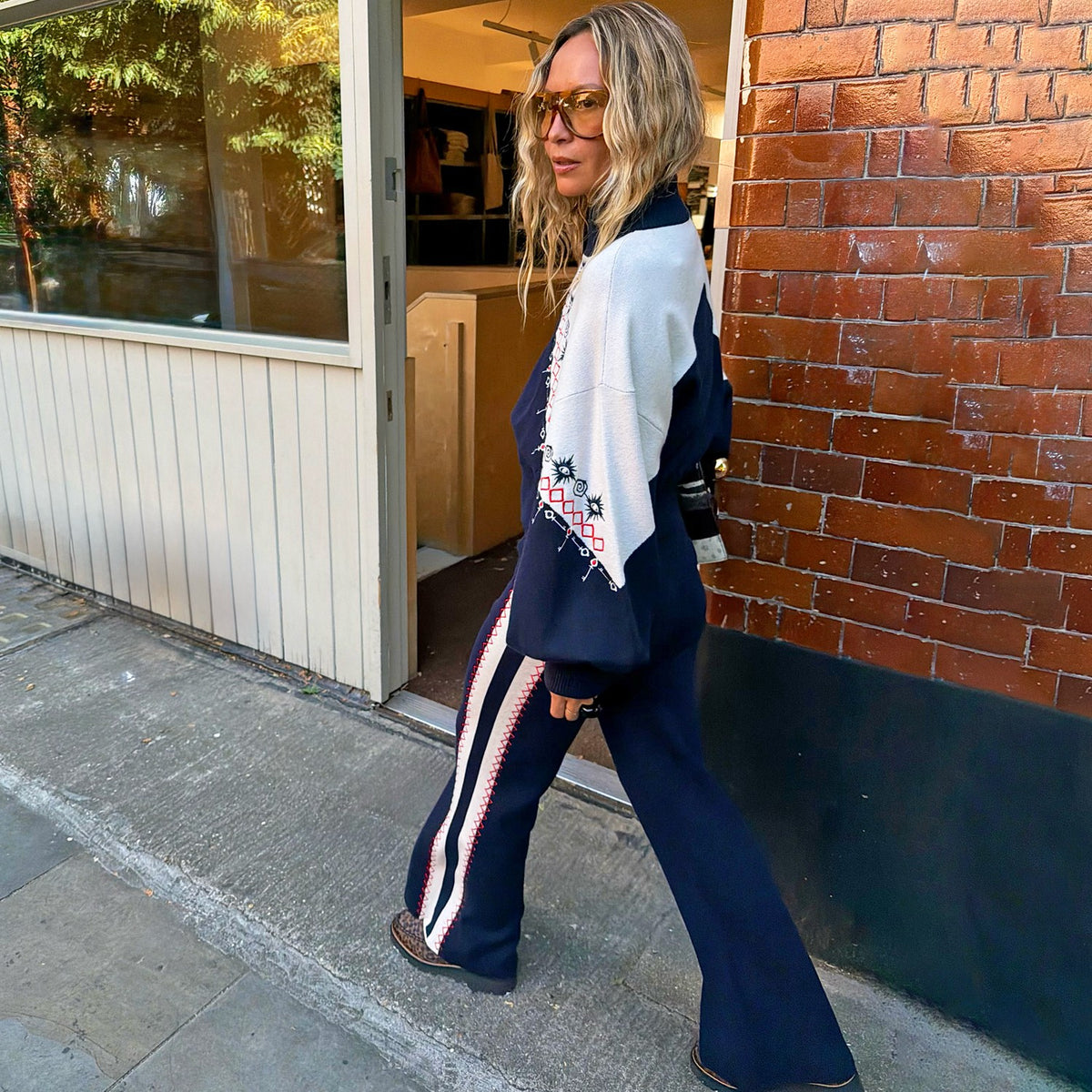 Never Fully Dressed Great Value - Navy Compact Knit Flares