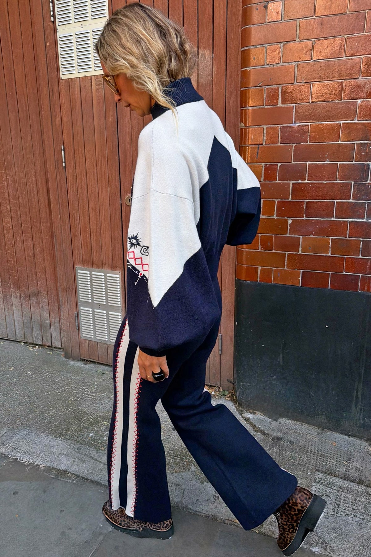 Never Fully Dressed Great Value - Navy Compact Knit Flares