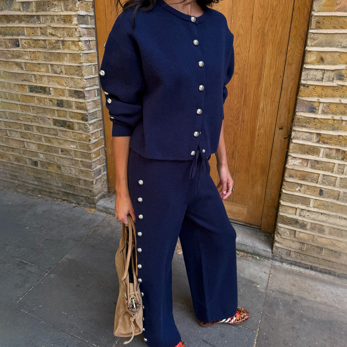 Never Fully Dressed Recommended - Navy Studded Knit Joggers