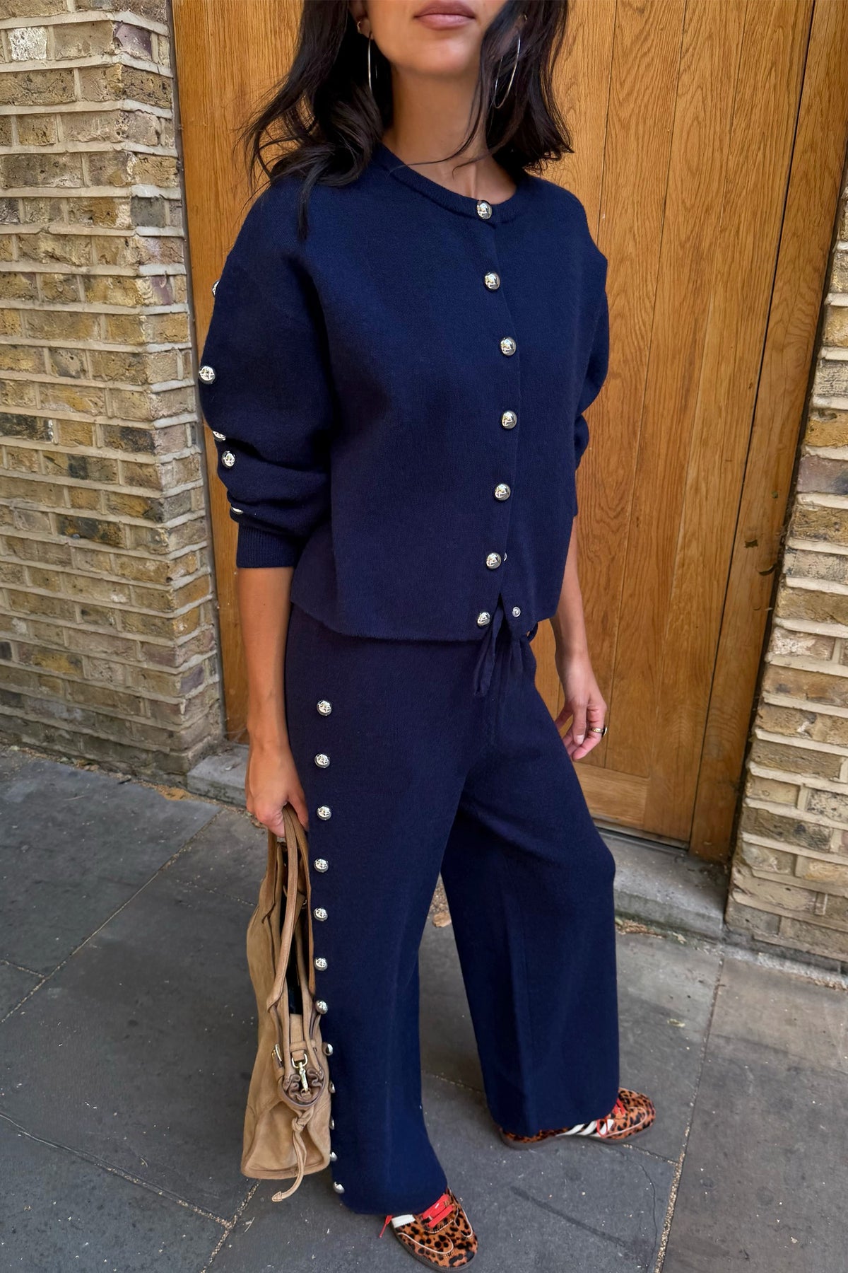 Never Fully Dressed Recommended - Navy Studded Knit Joggers