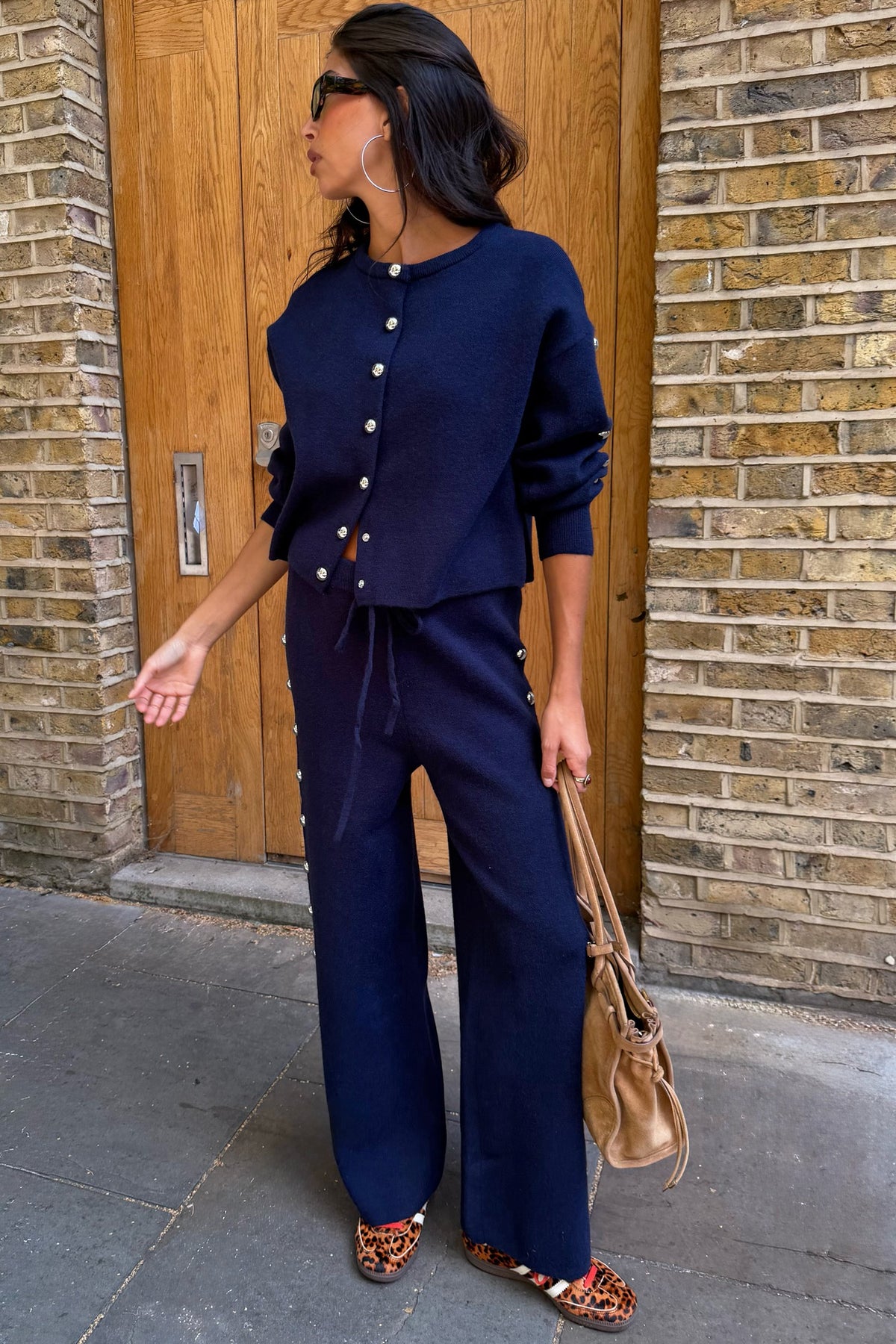 Never Fully Dressed Recommended - Navy Studded Knit Joggers
