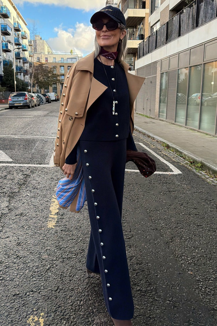 Never Fully Dressed Recommended - Navy Studded Knit Joggers