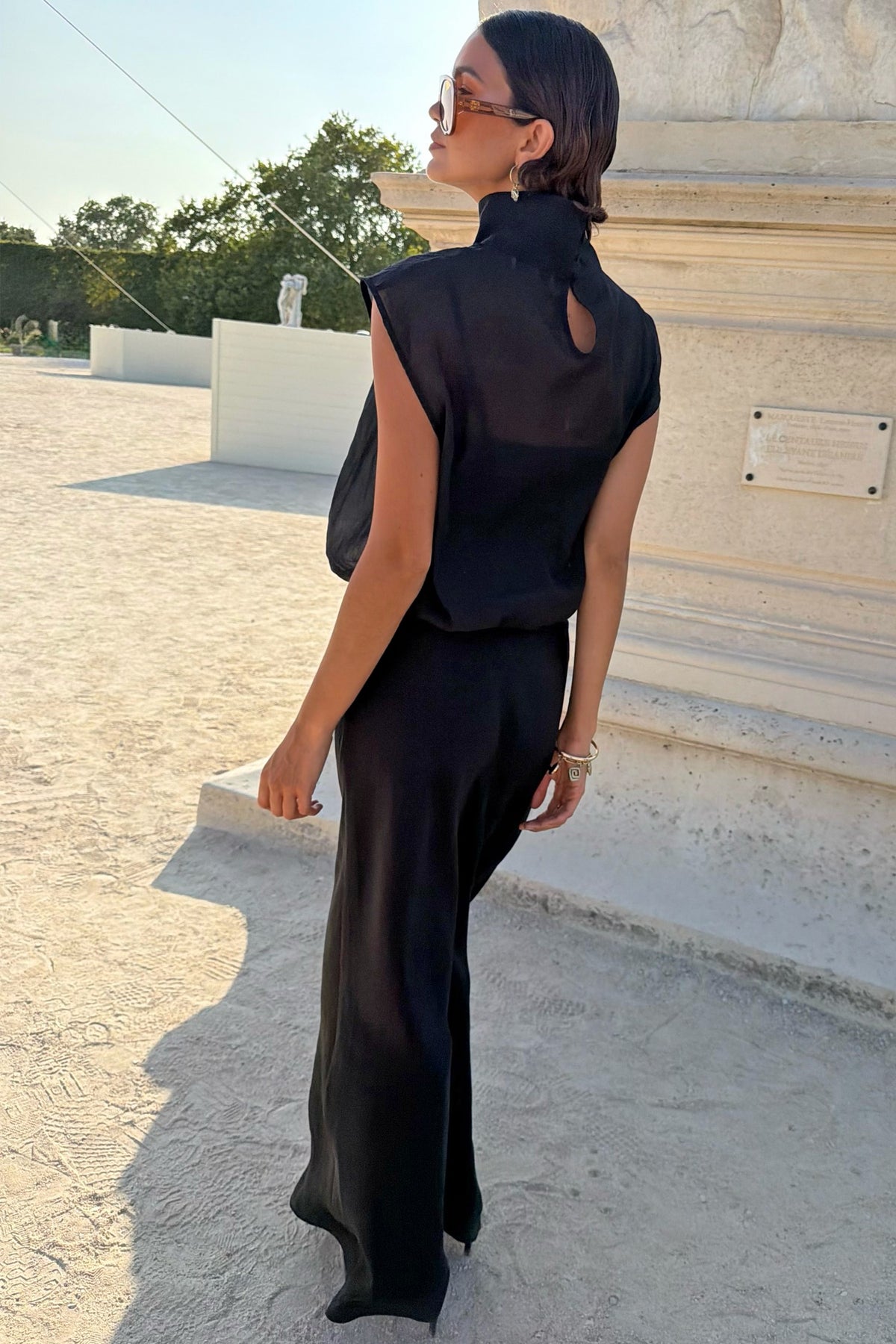 Never Fully Dressed Customer Favorite - Black Organza Funnel Neck Top