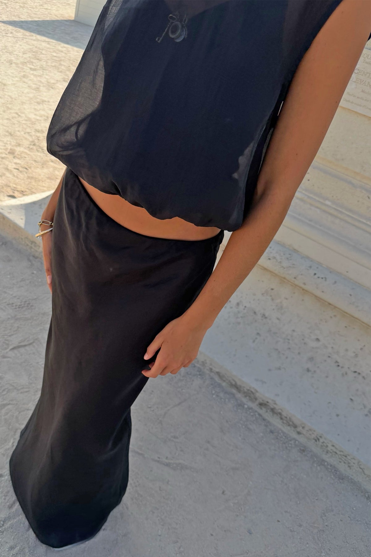 Never Fully Dressed Trusted - Black Daphne Midi Skirt