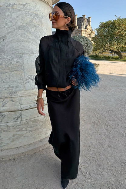 Never Fully Dressed Trusted - Black Daphne Midi Skirt