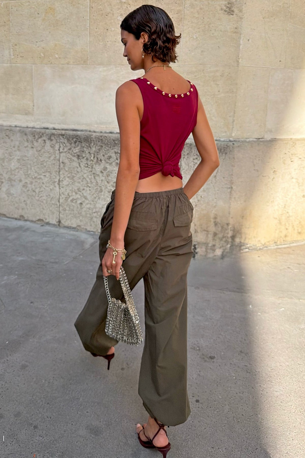 Never Fully Dressed Classic - Burgundy Studded Tank