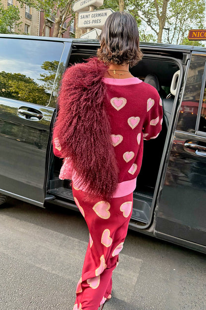 Never Fully Dressed Best Seller - Burgundy Hearts Cardigan