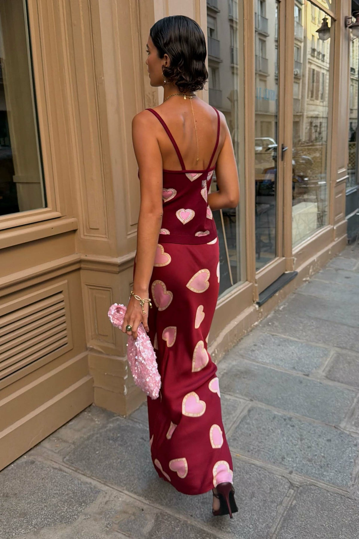 Never Fully Dressed Top Pick - Burgundy Hearts Cami
