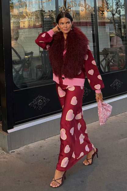 Never Fully Dressed Recommended - Burgundy Hearts Dorris Skirt