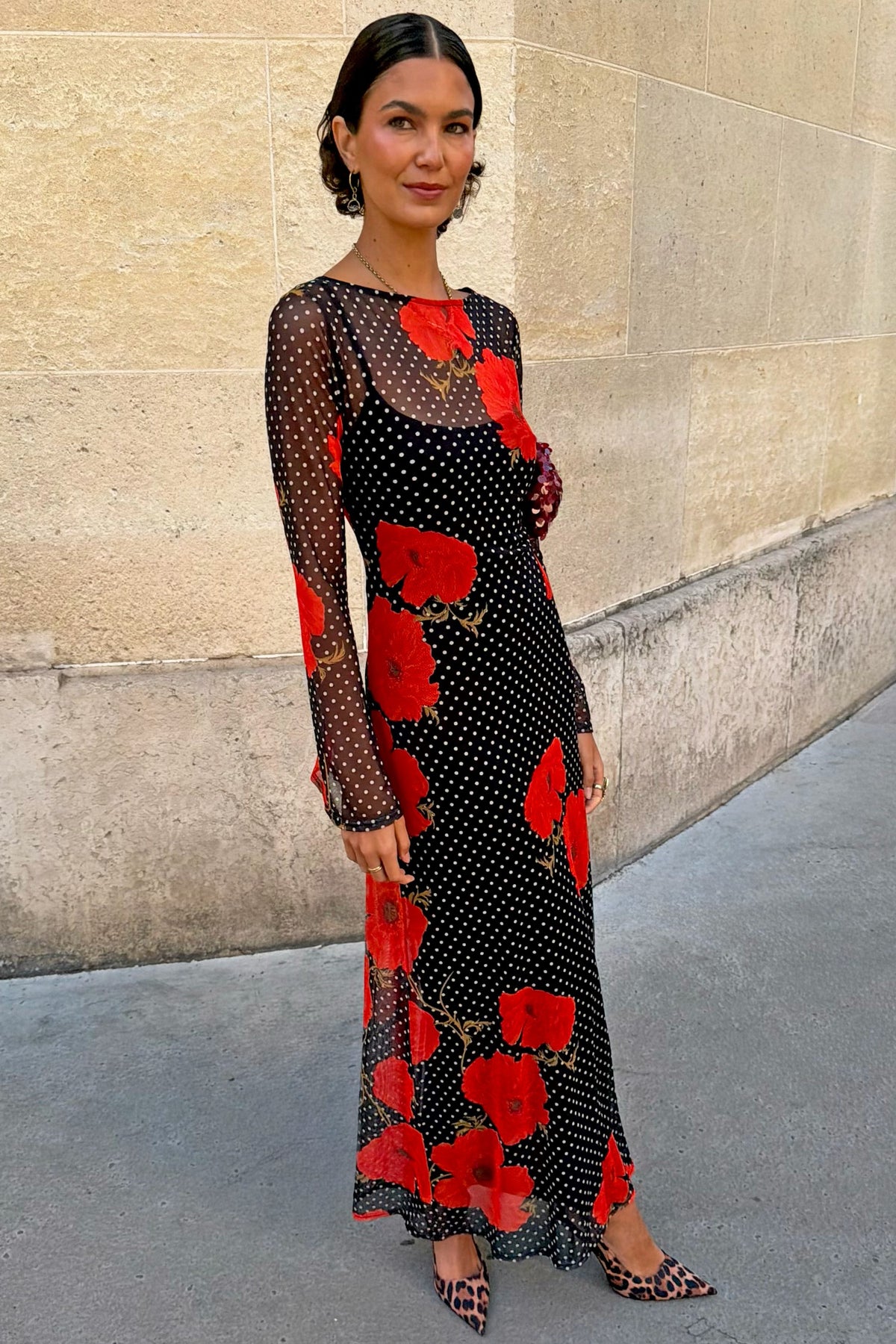 Never Fully Dressed Hot Sale - Black Poppy Spot Aria Mesh Dress