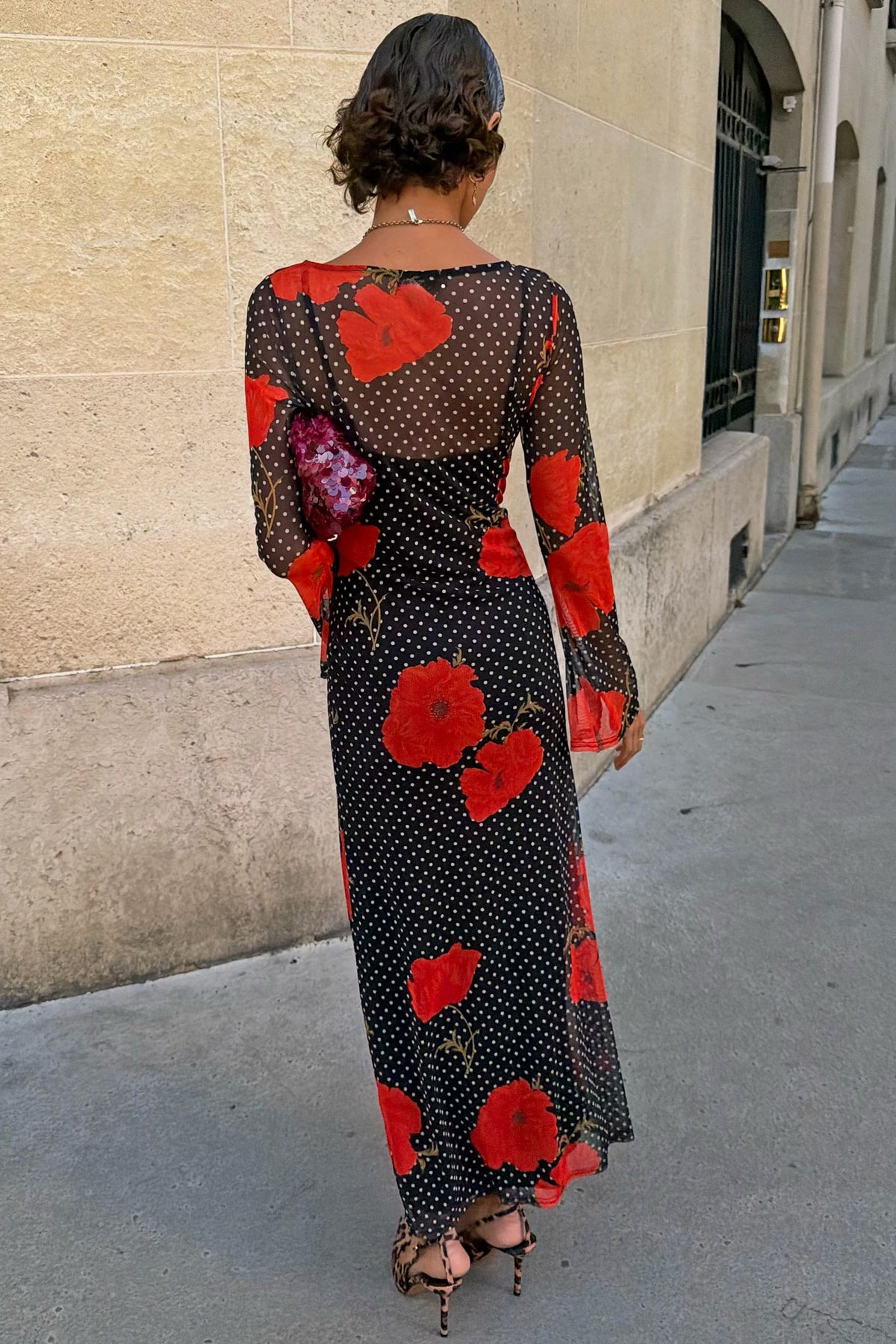 Never Fully Dressed Hot Sale - Black Poppy Spot Aria Mesh Dress