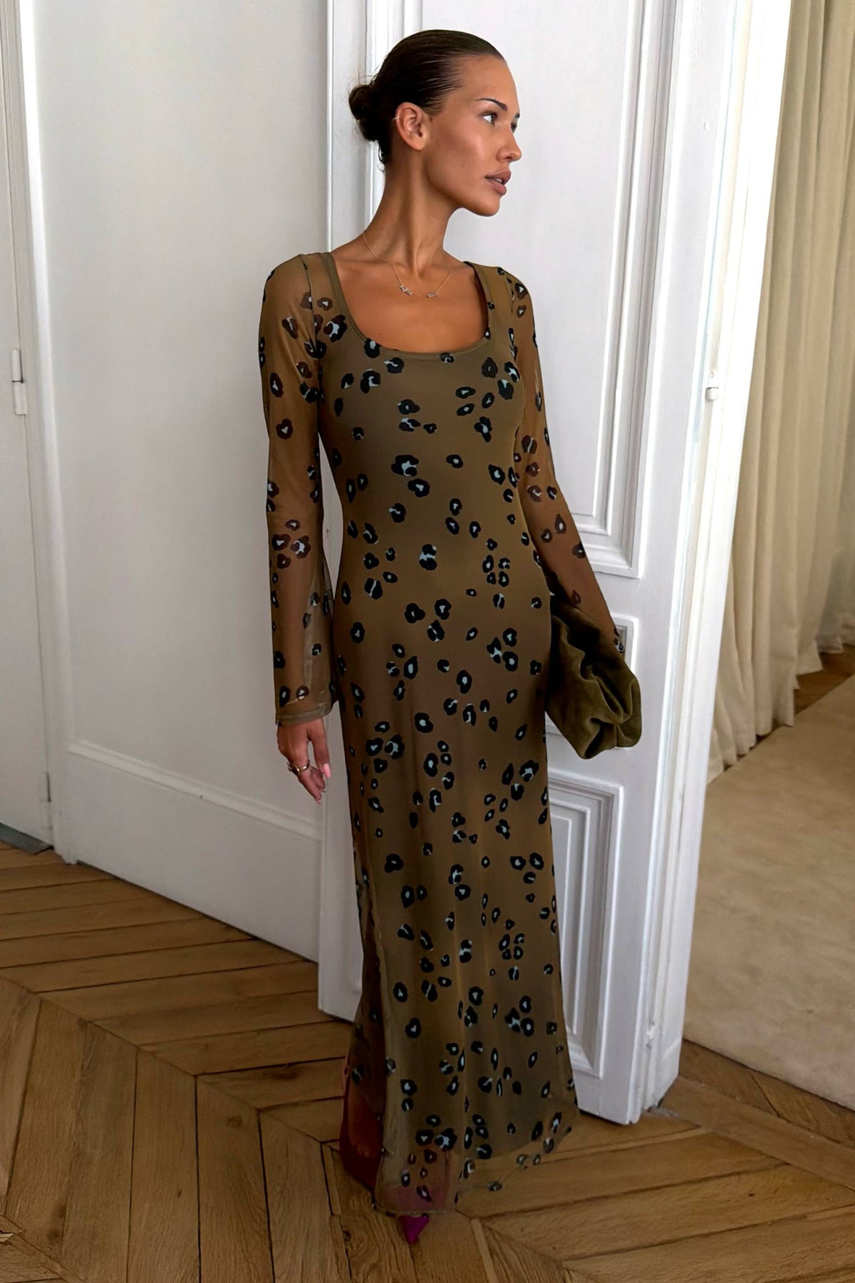 Never Fully Dressed Value - Olive Blurred Leopard Mesh Dress
