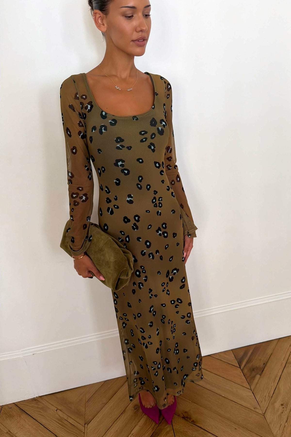 Never Fully Dressed Value - Olive Blurred Leopard Mesh Dress