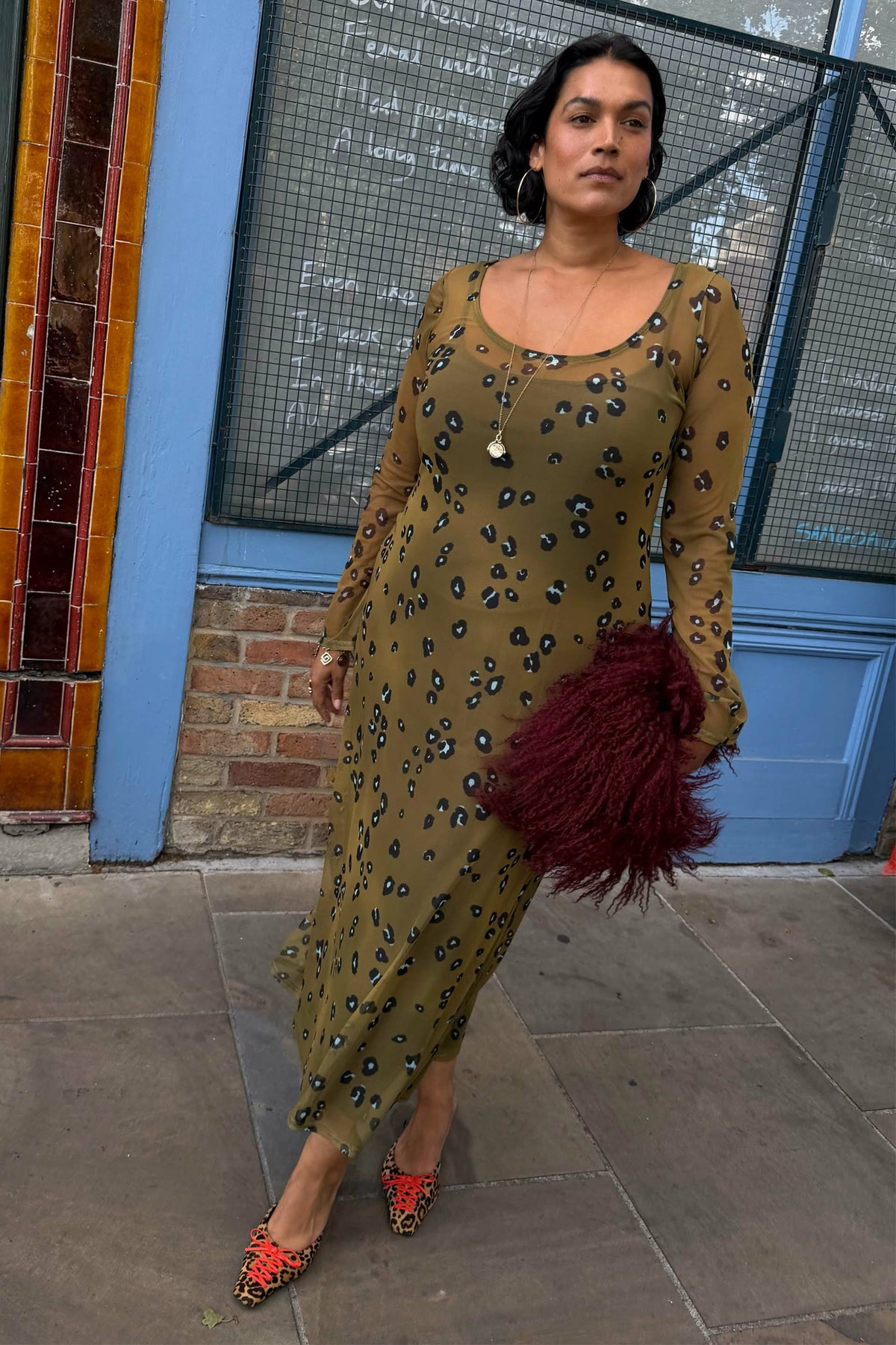 Never Fully Dressed Value - Olive Blurred Leopard Mesh Dress
