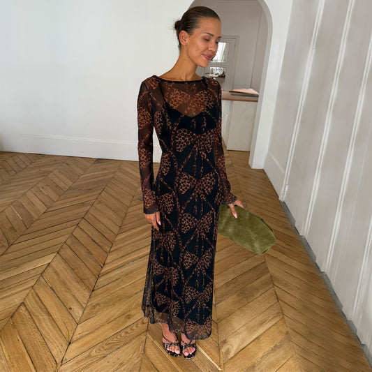 Never Fully Dressed Recommended - Black Bow Aria Mesh Dress