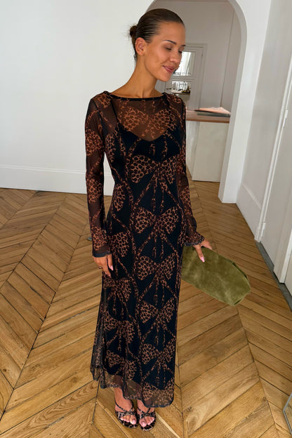Never Fully Dressed Recommended - Black Bow Aria Mesh Dress