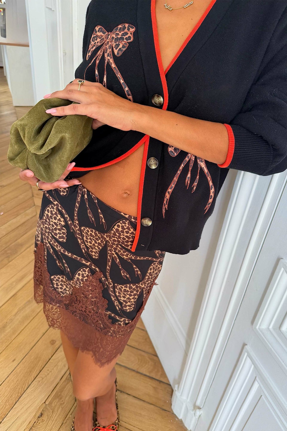 Never Fully Dressed Sale - Black Leopard Bow Mini Maeva Skirt