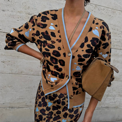 Never Fully Dressed Trending - Heart Leopard Cardigan