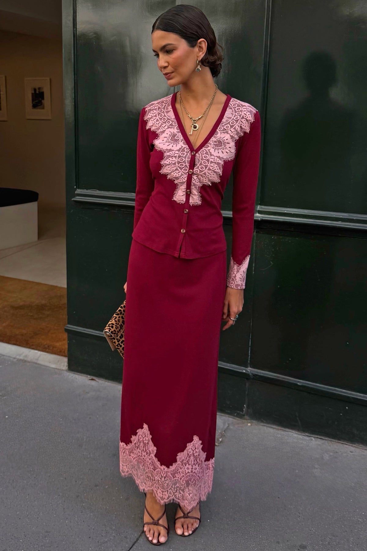 Never Fully Dressed Deals - Burgundy Lace Rib Cardigan