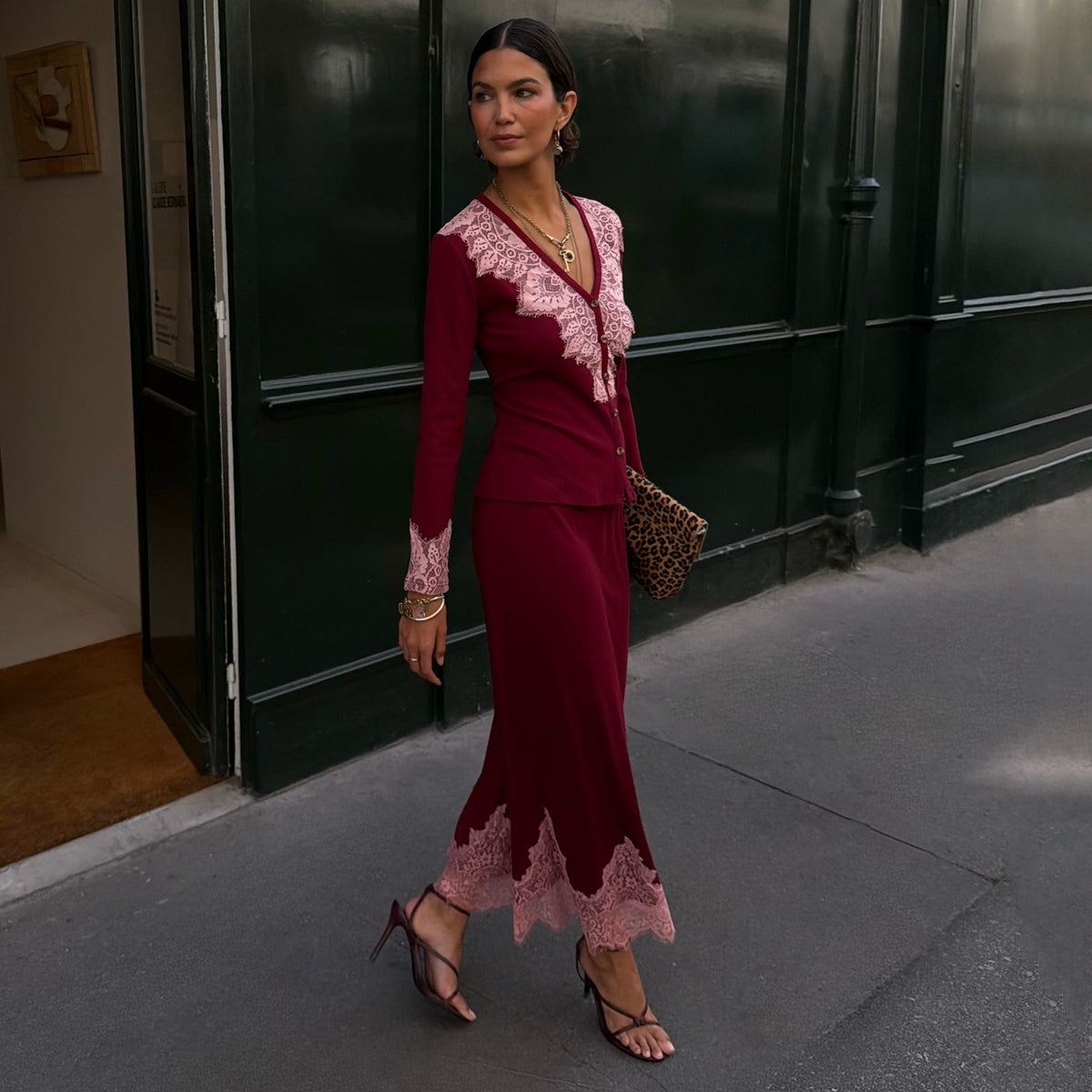 Never Fully Dressed Everyday - Burgundy Lace Rib Midi Maeva Skirt