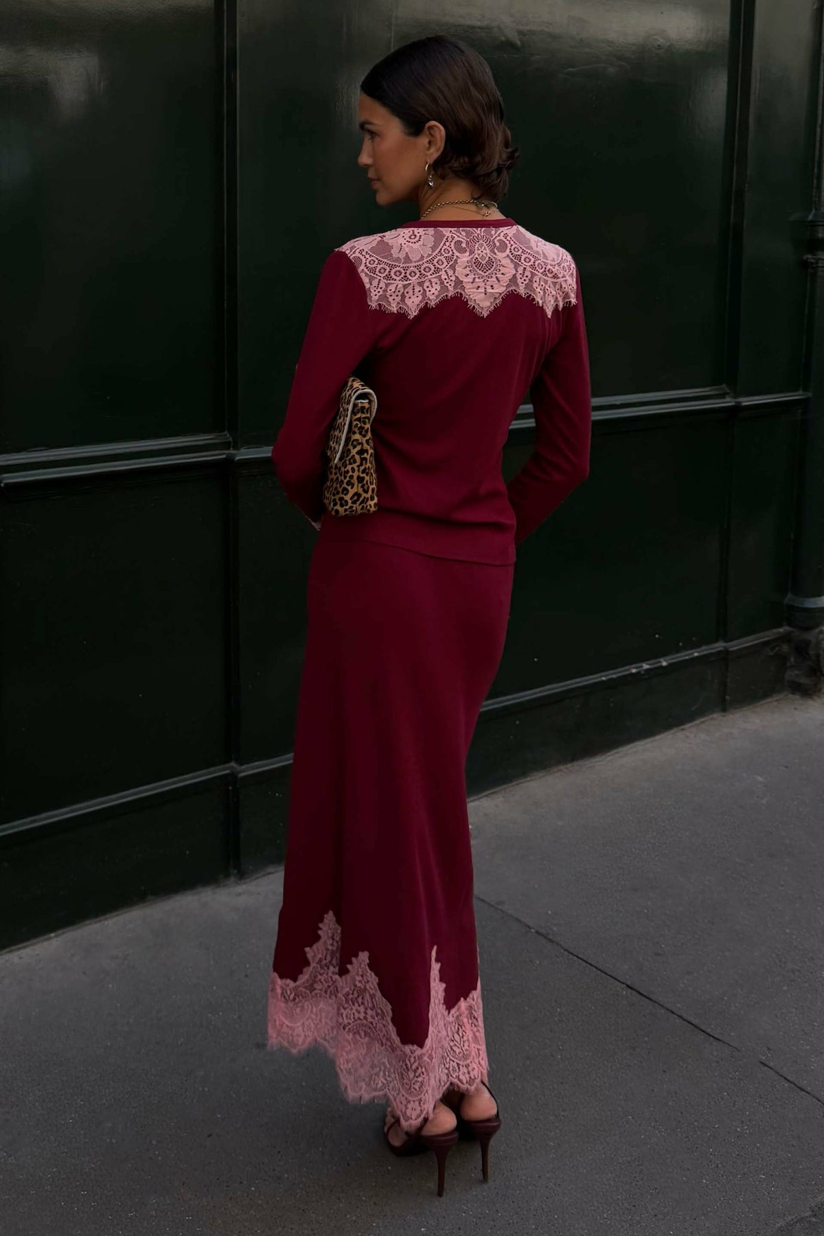 Never Fully Dressed Everyday - Burgundy Lace Rib Midi Maeva Skirt