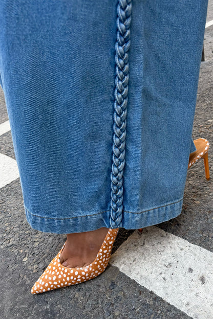 Never Fully Dressed Top Pick - Braided Jeans - High Rise Wide Leg Denim