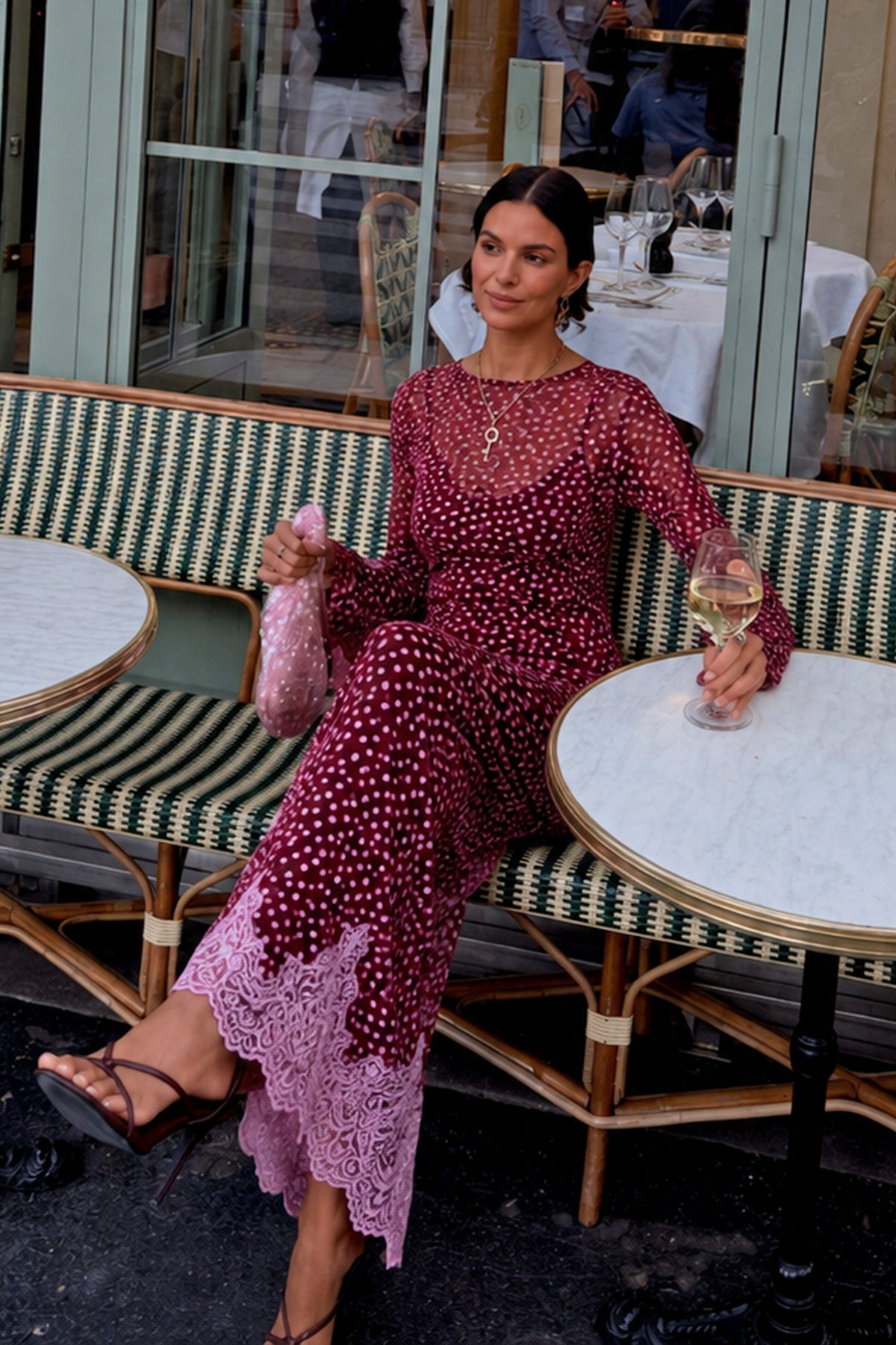 Never Fully Dressed Special Offer - Burgundy Deer Print Mesh Top