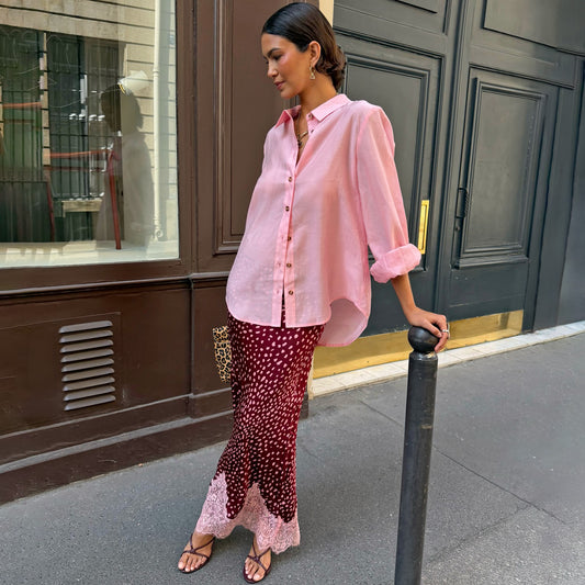 Never Fully Dressed Quality - Burgundy Deer Midi Maeva Skirt