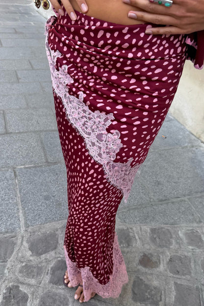 Never Fully Dressed Quality - Burgundy Deer Midi Maeva Skirt