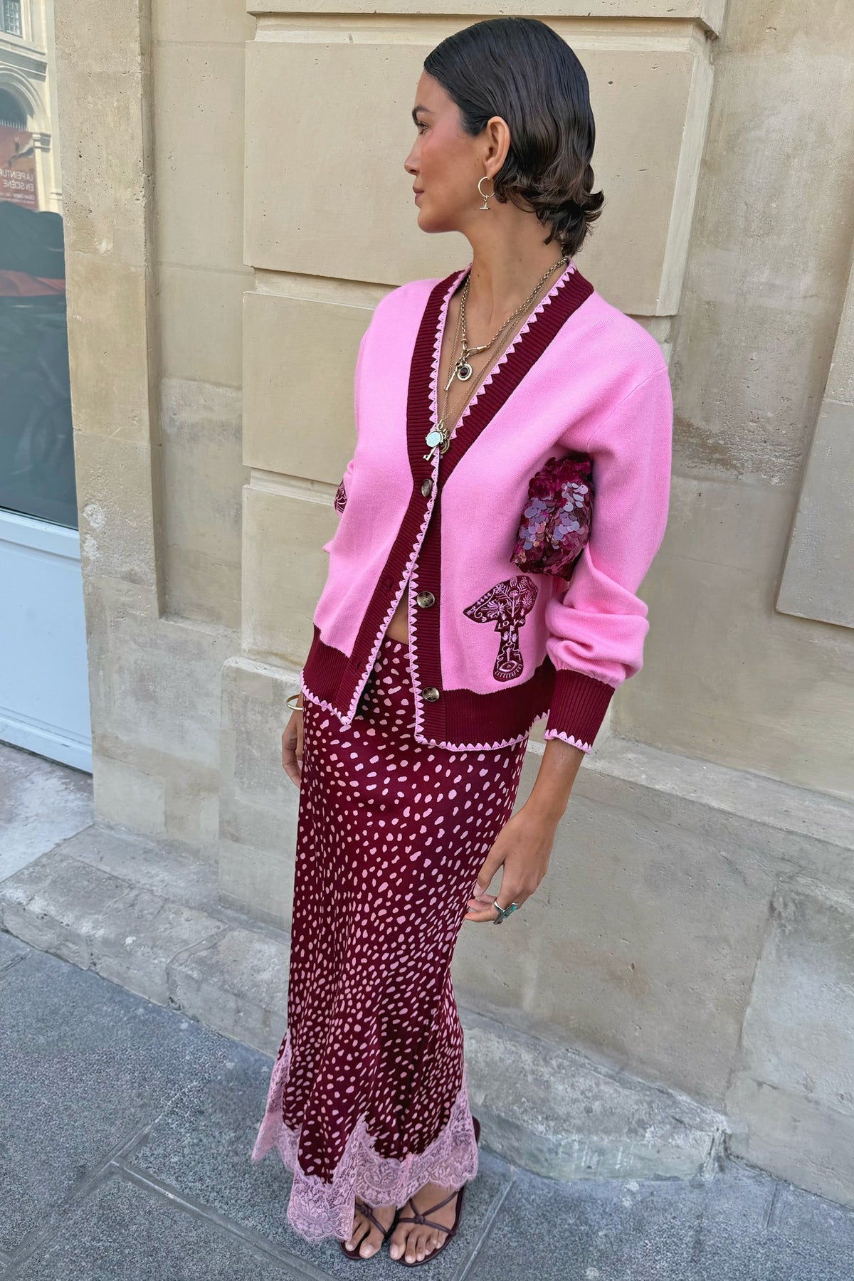 Never Fully Dressed Quality - Burgundy Deer Midi Maeva Skirt