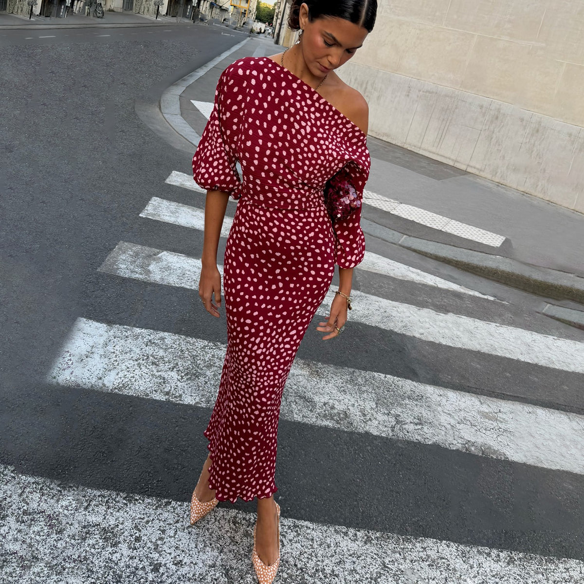 Never Fully Dressed Smart Buy - Burgundy Deer Tilly Dress - Wedding Guest