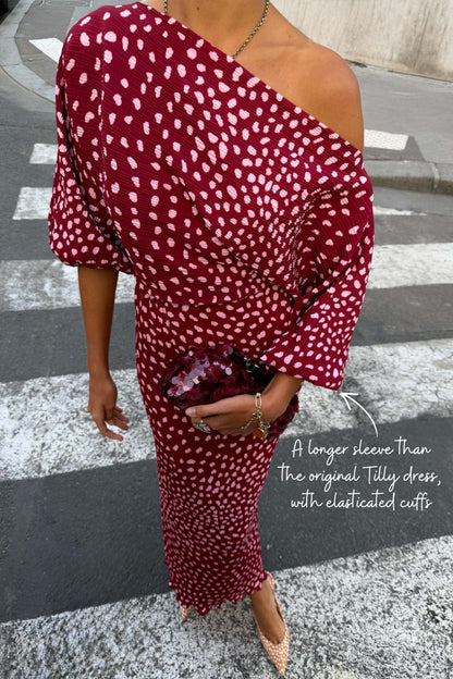 Never Fully Dressed Smart Buy - Burgundy Deer Tilly Dress - Wedding Guest