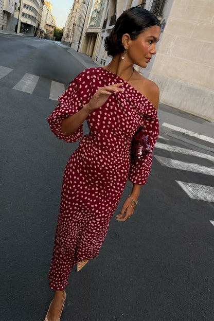 Never Fully Dressed Smart Buy - Burgundy Deer Tilly Dress - Wedding Guest