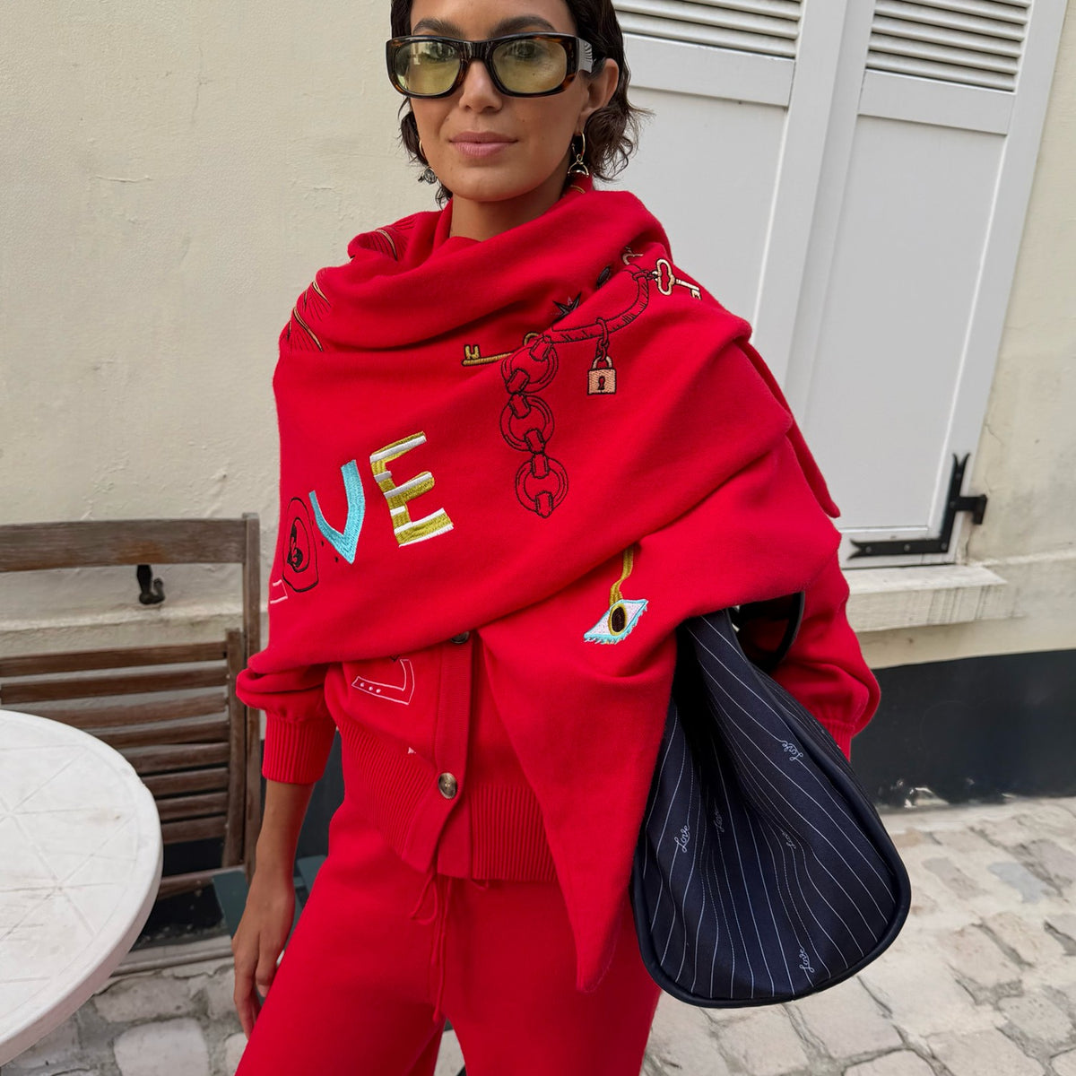 Never Fully Dressed Recommended - Red Amore Large Knit Scarf