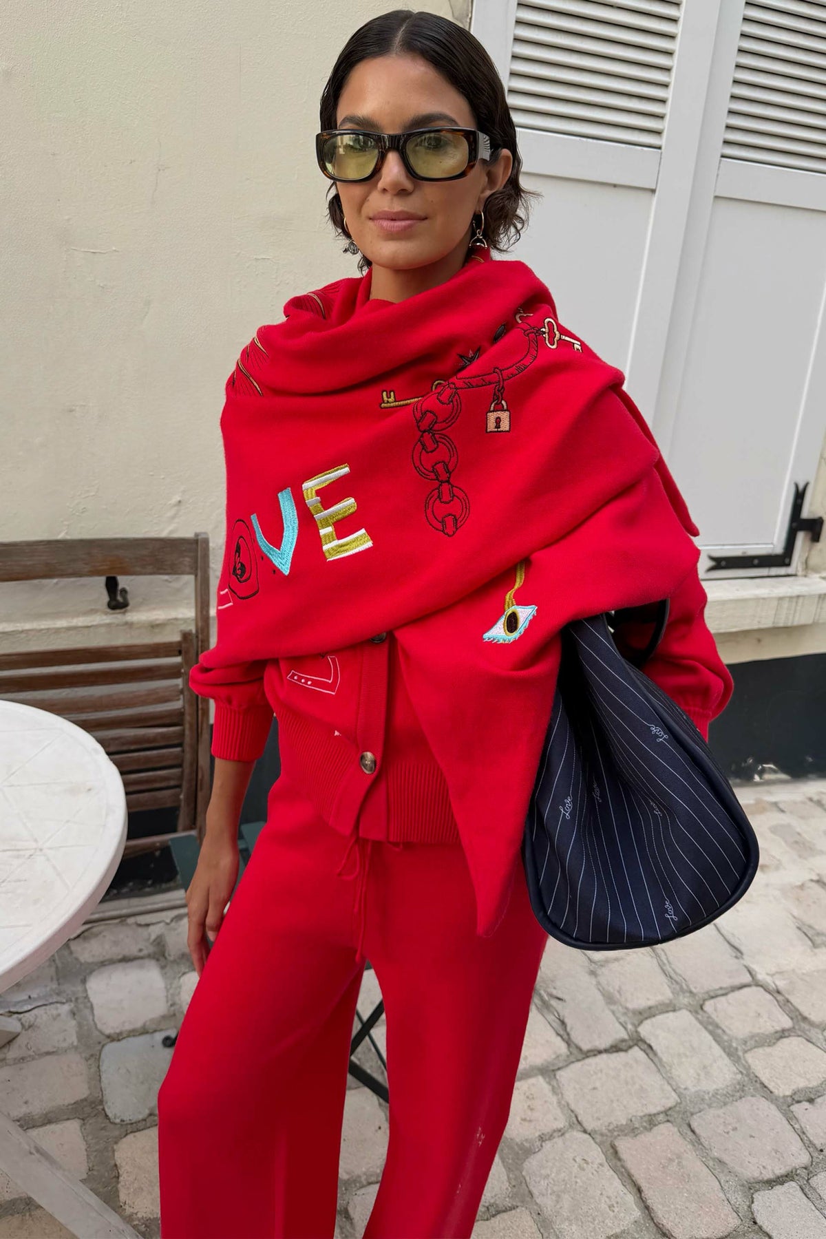 Never Fully Dressed Recommended - Red Amore Large Knit Scarf