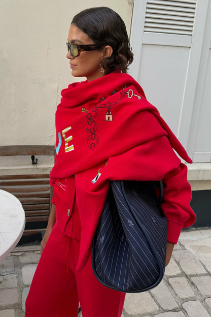 Never Fully Dressed Recommended - Red Amore Large Knit Scarf