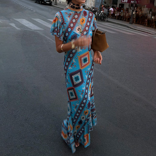 Never Fully Dressed Hot Sale - Blue Multi Print Mesh Dress
