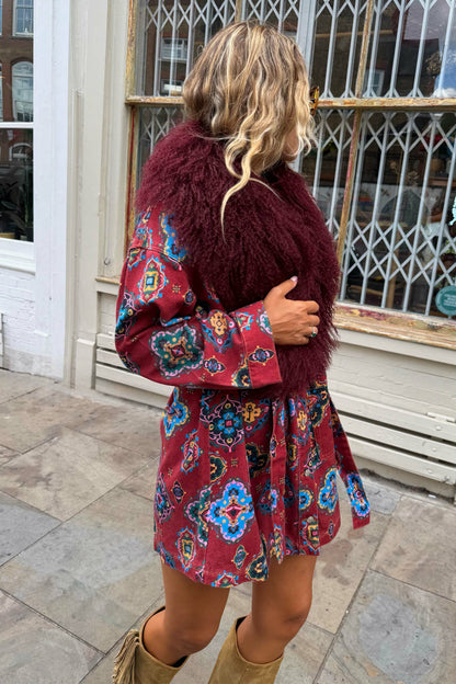 Never Fully Dressed Quality - Red Tile Print Denim Shacket