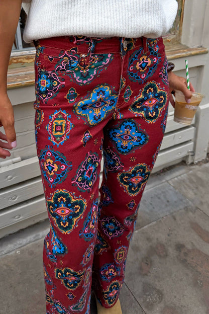 Never Fully Dressed Best Price - Red Tile Flared Jeans