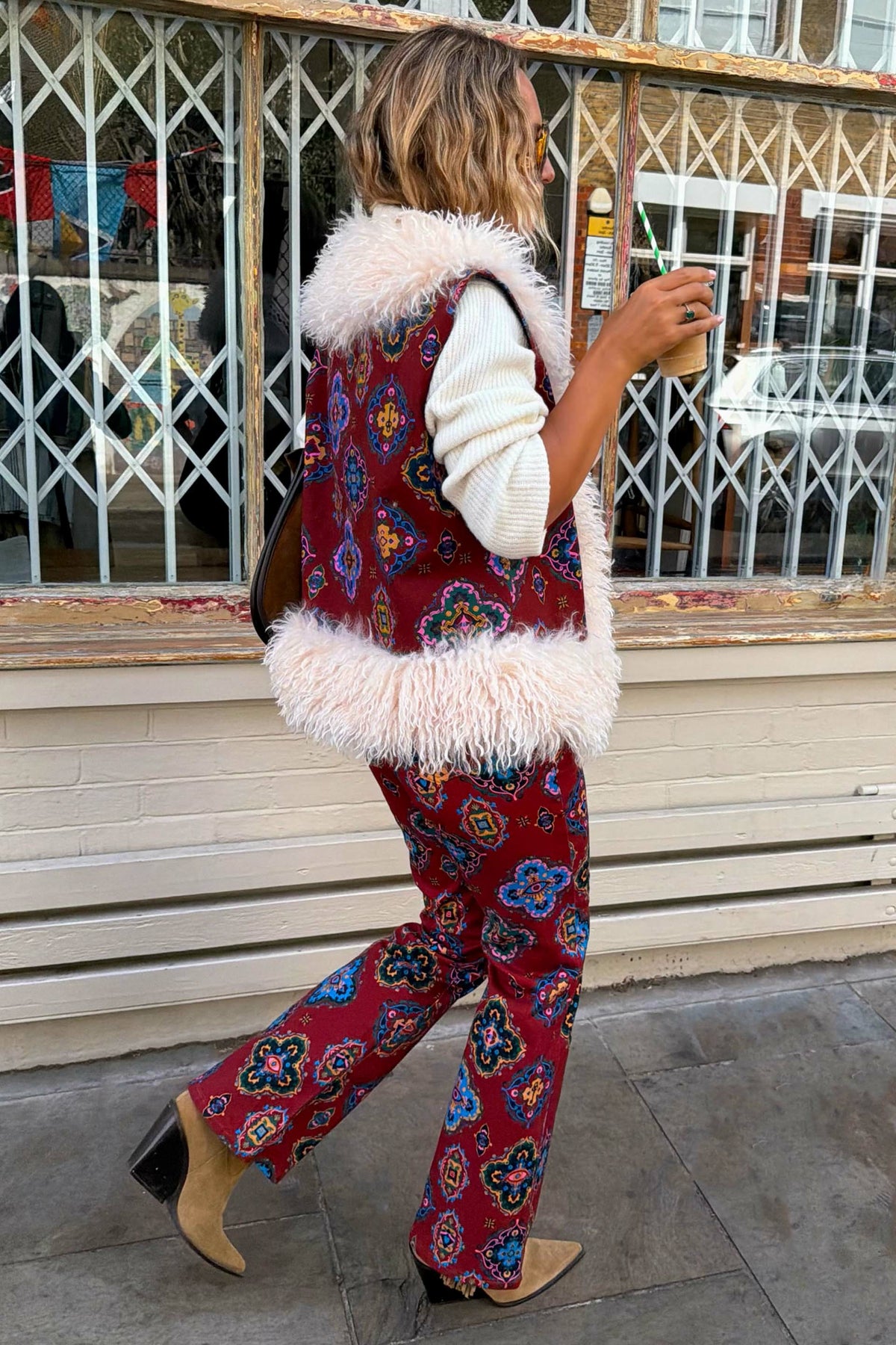 Never Fully Dressed Featured - Red Tile Faux Fur Gilet