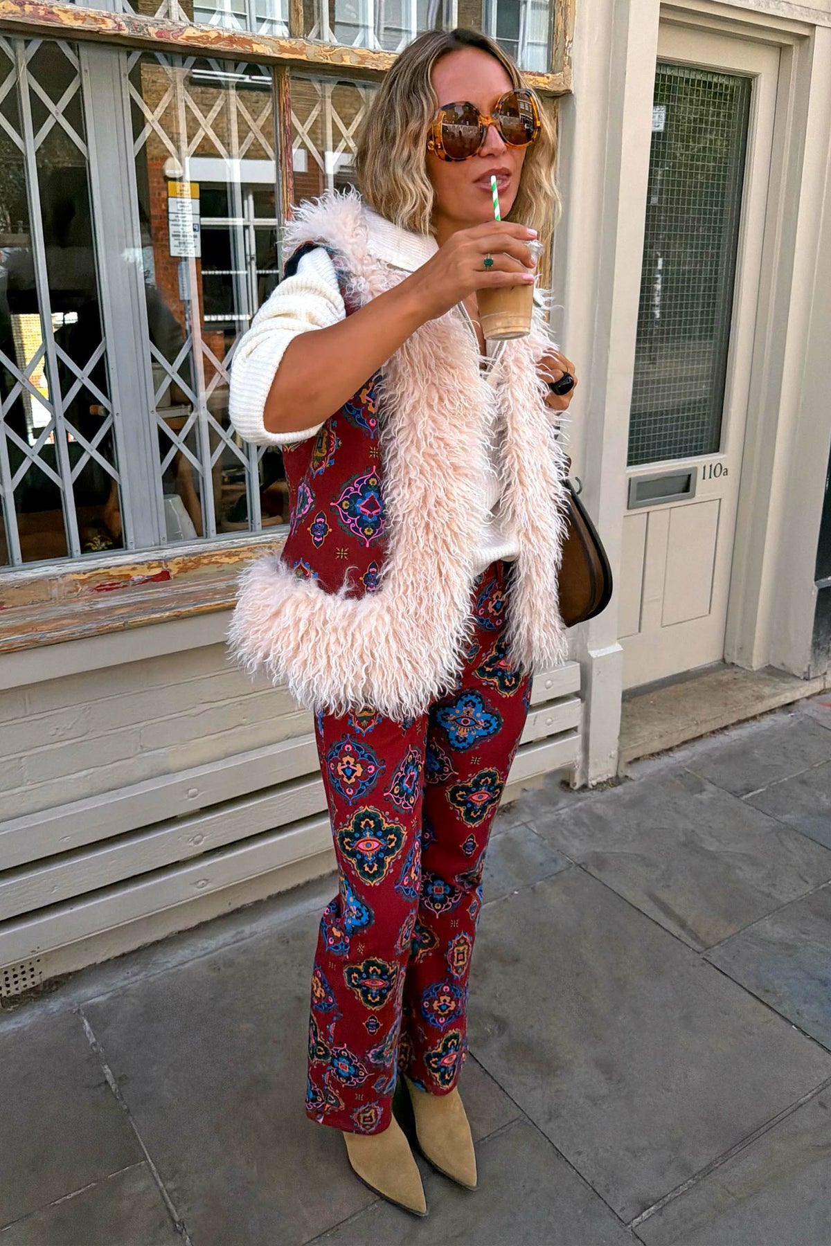Never Fully Dressed Featured - Red Tile Faux Fur Gilet