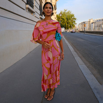 Never Fully Dressed Best Price - Pink & Olive Abstract Tilly Dress