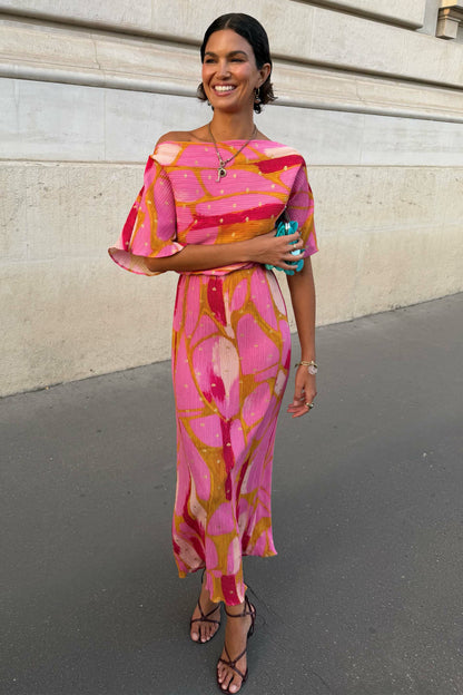 Never Fully Dressed Best Price - Pink & Olive Abstract Tilly Dress