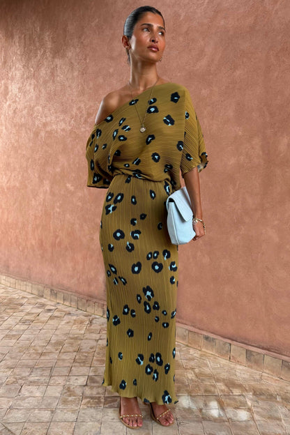 Never Fully Dressed Classic - Olive Blurred Leopard Tilly Dress