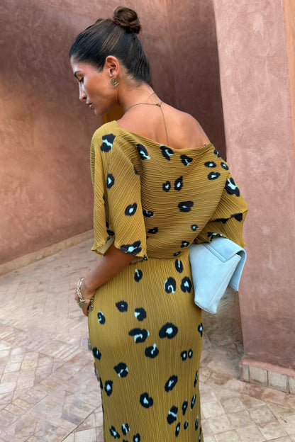 Never Fully Dressed Classic - Olive Blurred Leopard Tilly Dress